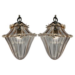 Pair Chandelier Lanterns "The Pink Queen". Murano, 1980