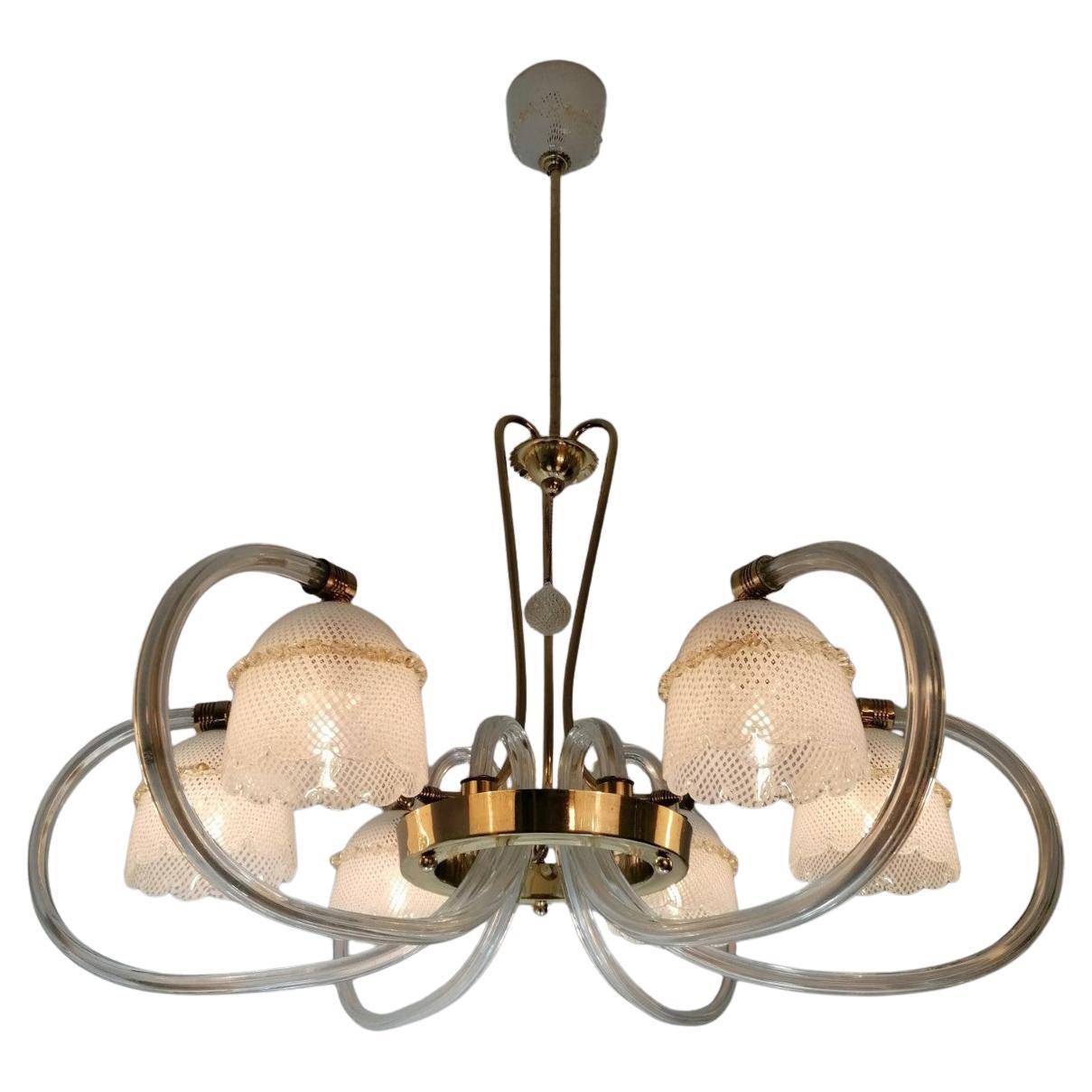 Paire de lustres Reticello de Barovier & Toso. Murano, 1940 en vente 5