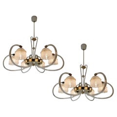 Paire de lustres Reticello de Barovier & Toso. Murano, 1940