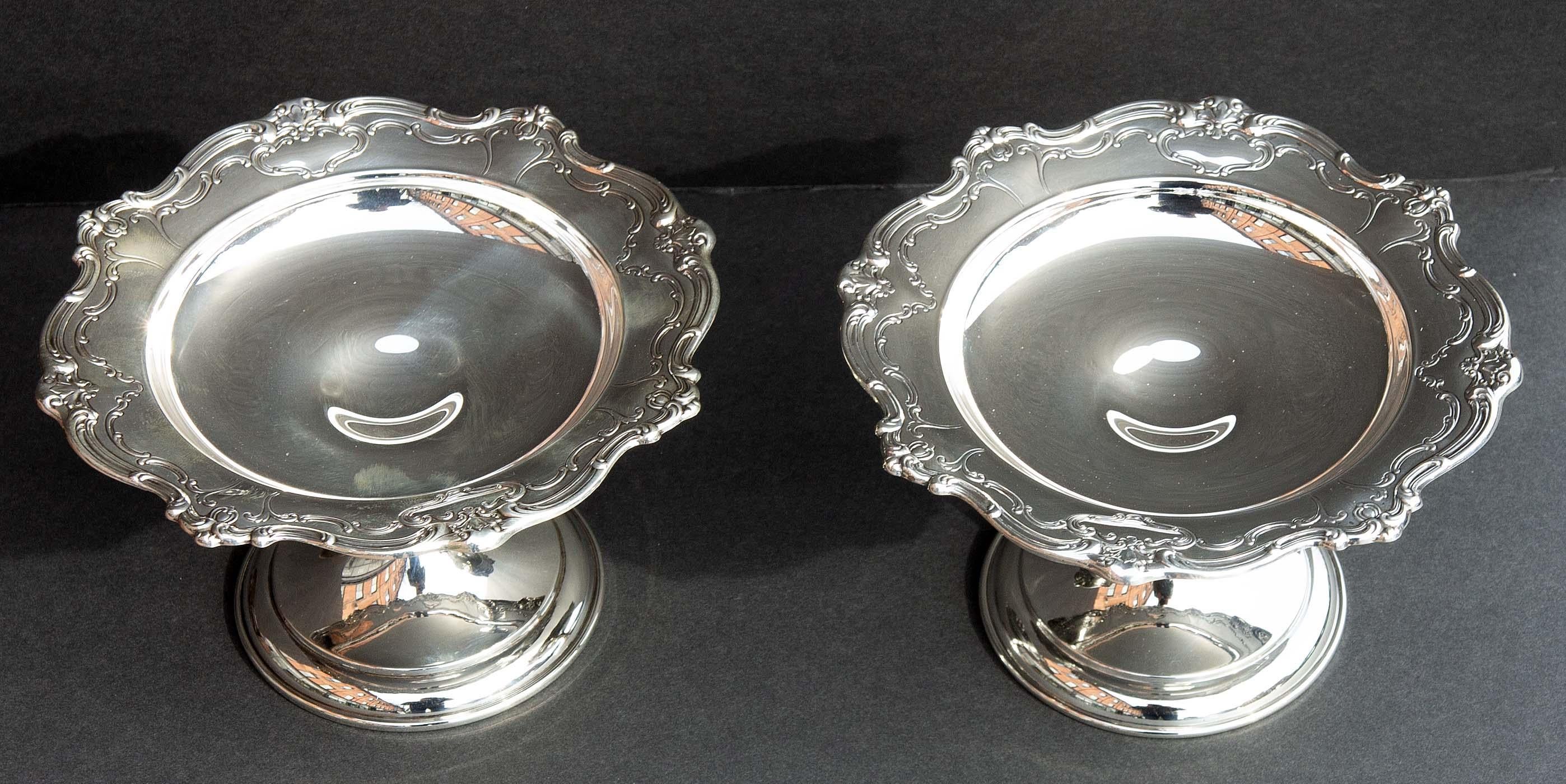 Pair of sterling compotes. Made by Gorham.