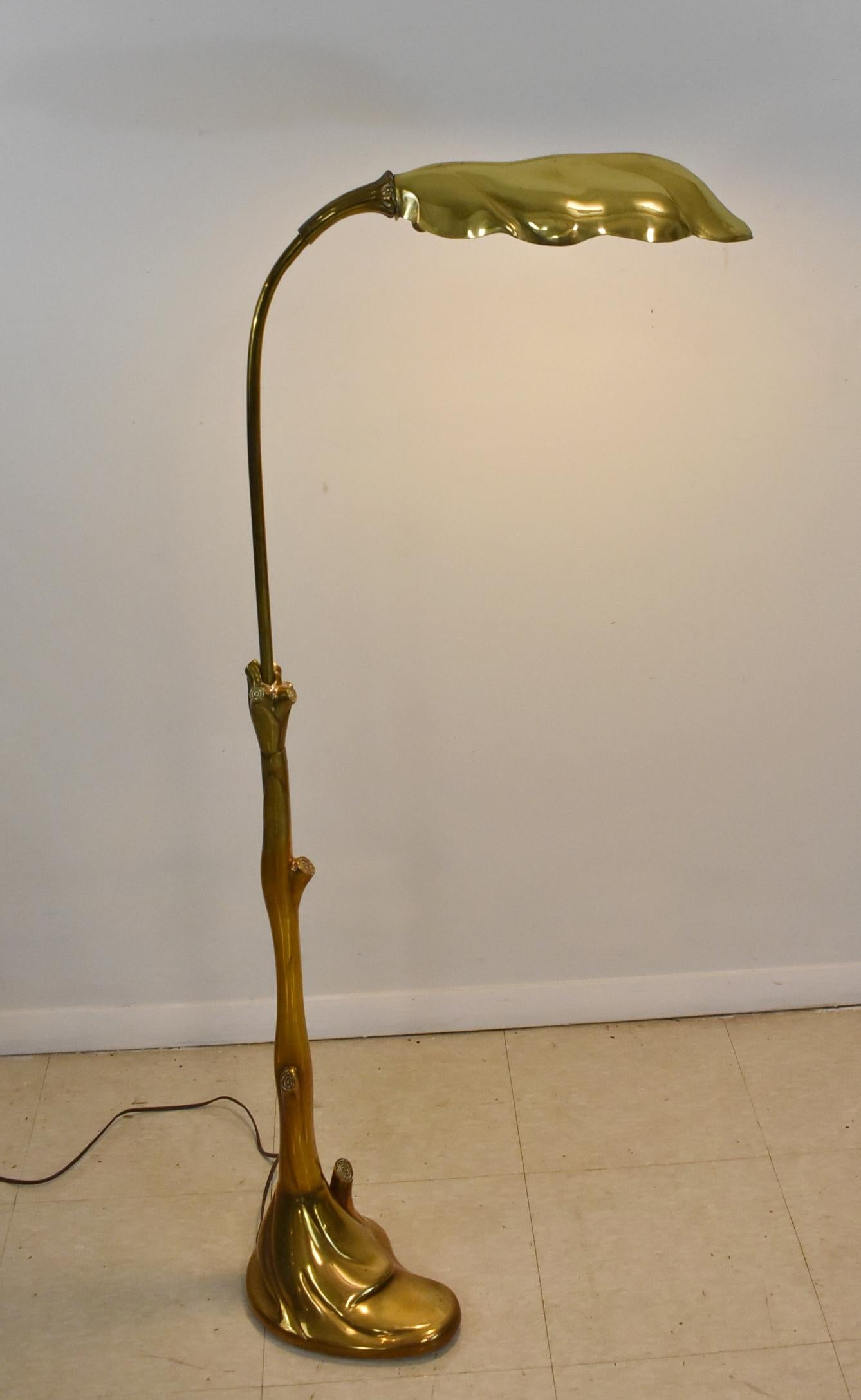 Coppia di lampade da terra regolabili Chapman Brass Palm Tree Faux Boi in vendita 2