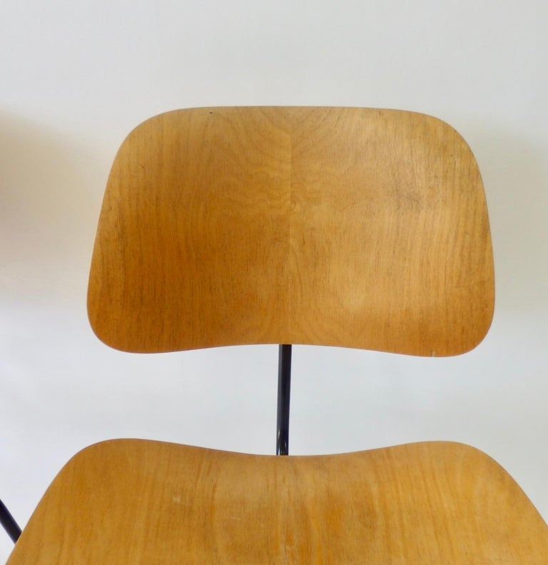 Pair of Charles and Ray Eames Metal Leg Dining Chairs DCM for Herman