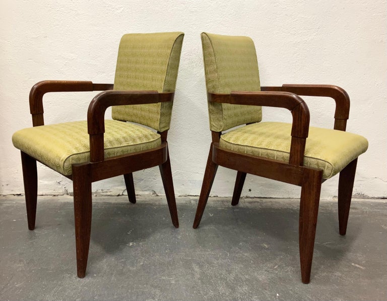 French Pair Charles Dudouyt Oak Armchairs For Sale