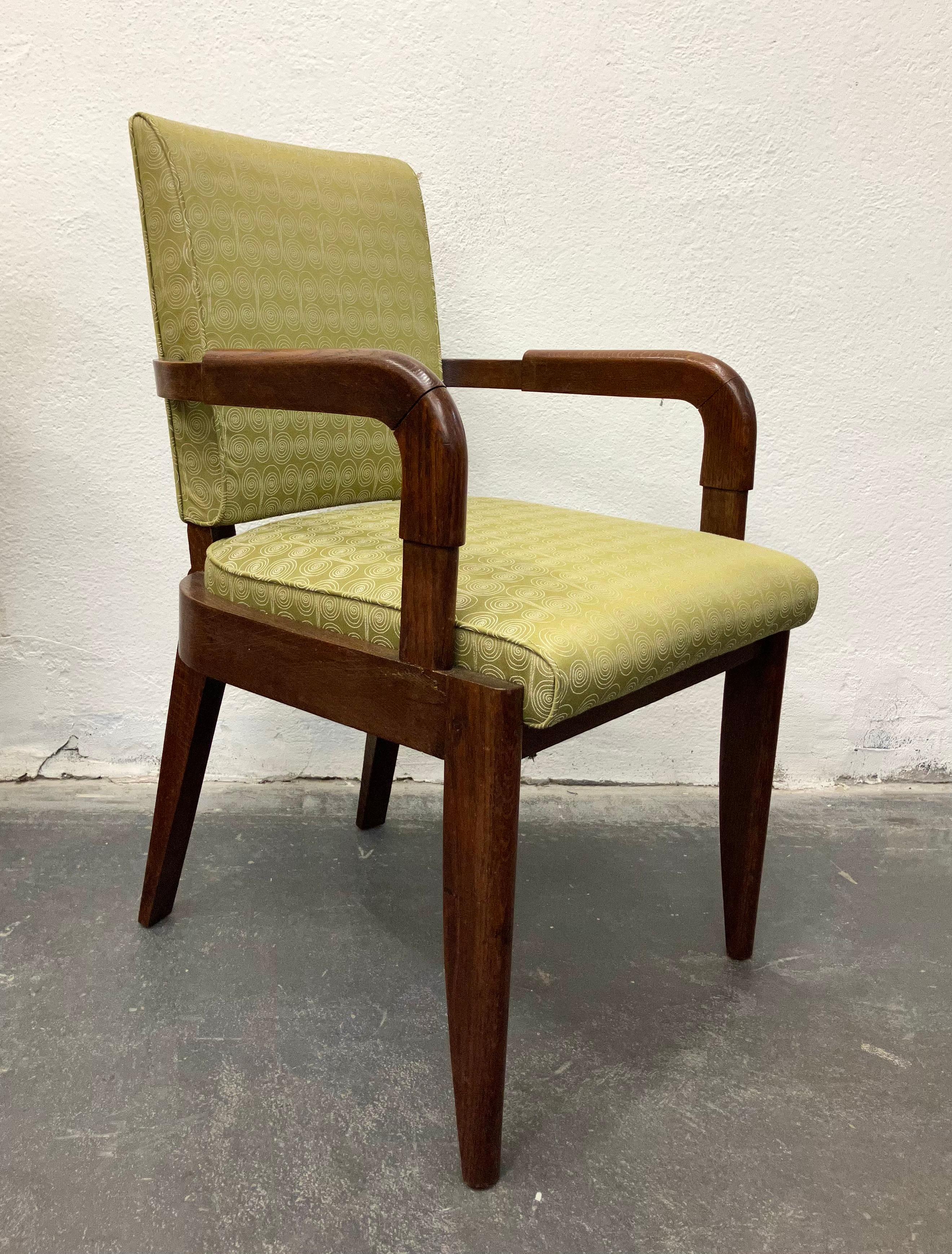 Pair Charles Dudouyt Oak Armchairs In Good Condition In Brooklyn, NY