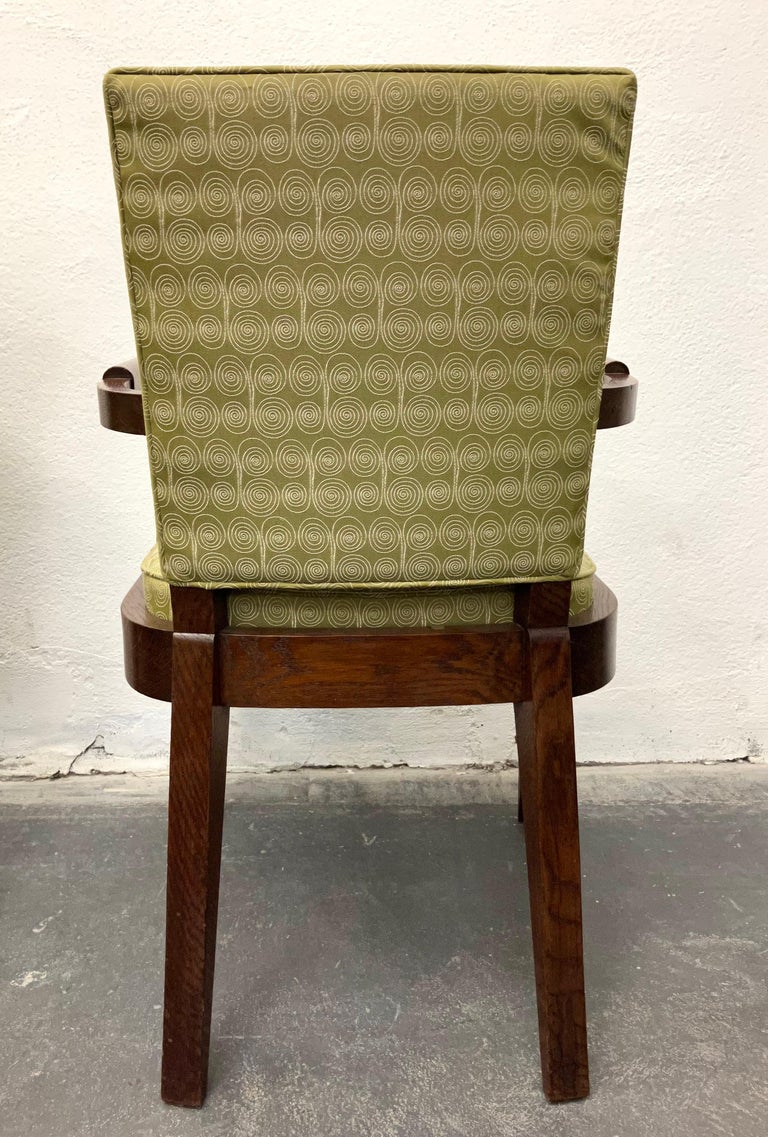 Upholstery Pair Charles Dudouyt Oak Armchairs For Sale