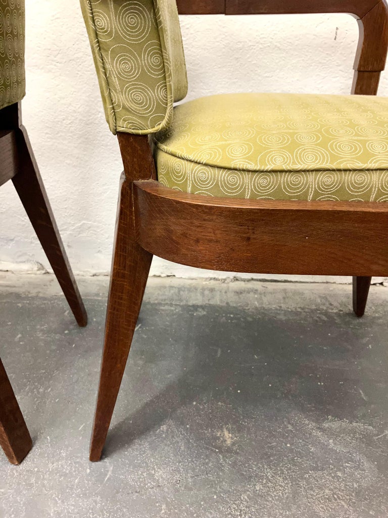 Pair Charles Dudouyt Oak Armchairs For Sale 2