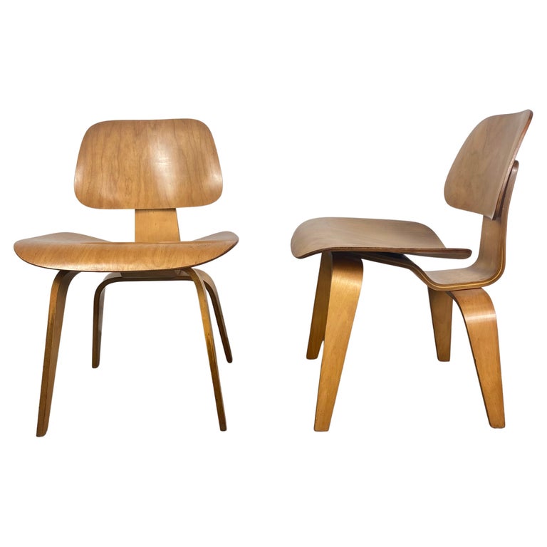 Pair Charles Eames D C W Dining Chairs, Eames Plywood Dining Chair Original
