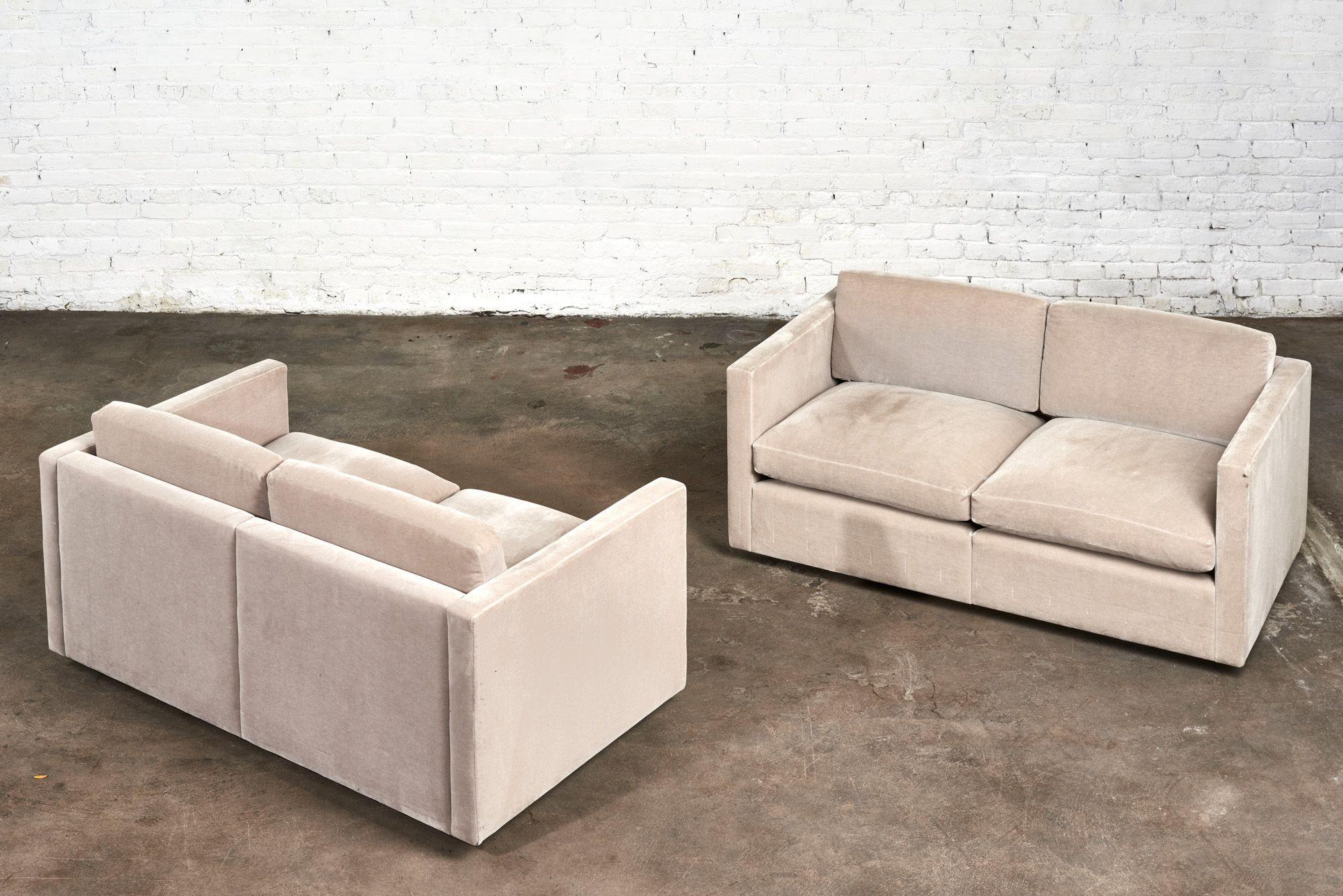 American Pair Charles Pfister for Knoll Mohair Settees, 1980