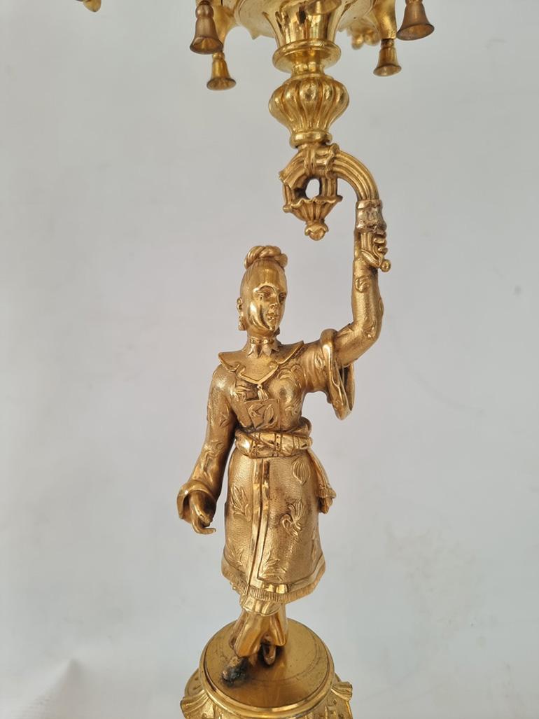 Coppia di candelabri in ormù Charles X sostenuti da figure orientali In condizioni buone in vendita a London, GB