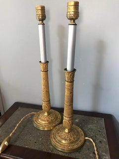 Pair Neoclassical Ormolu Candlestick Lamps