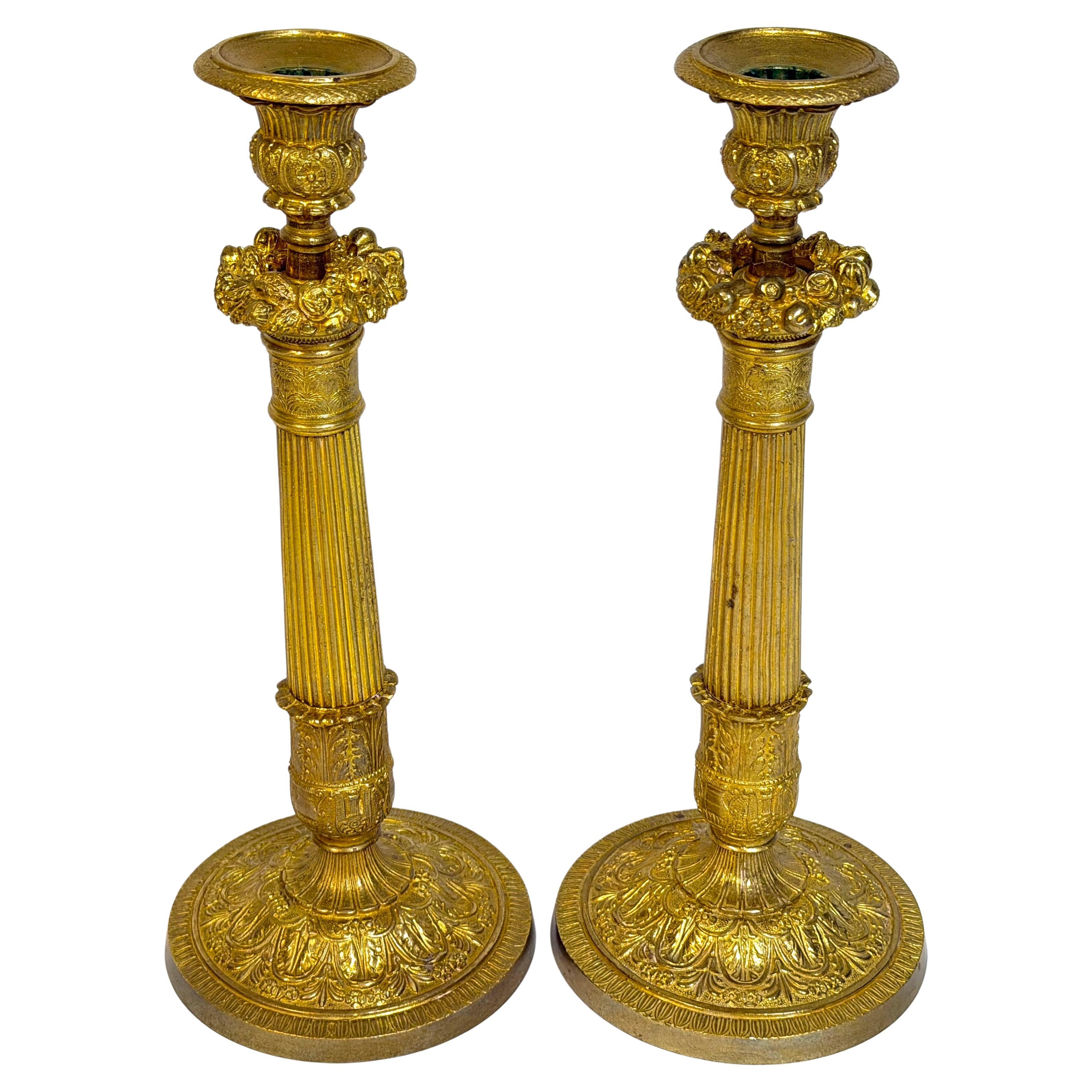 Pair Charles X Ormolu Candlesticks, France, Atrib. Pierre-François Feuchère en vente