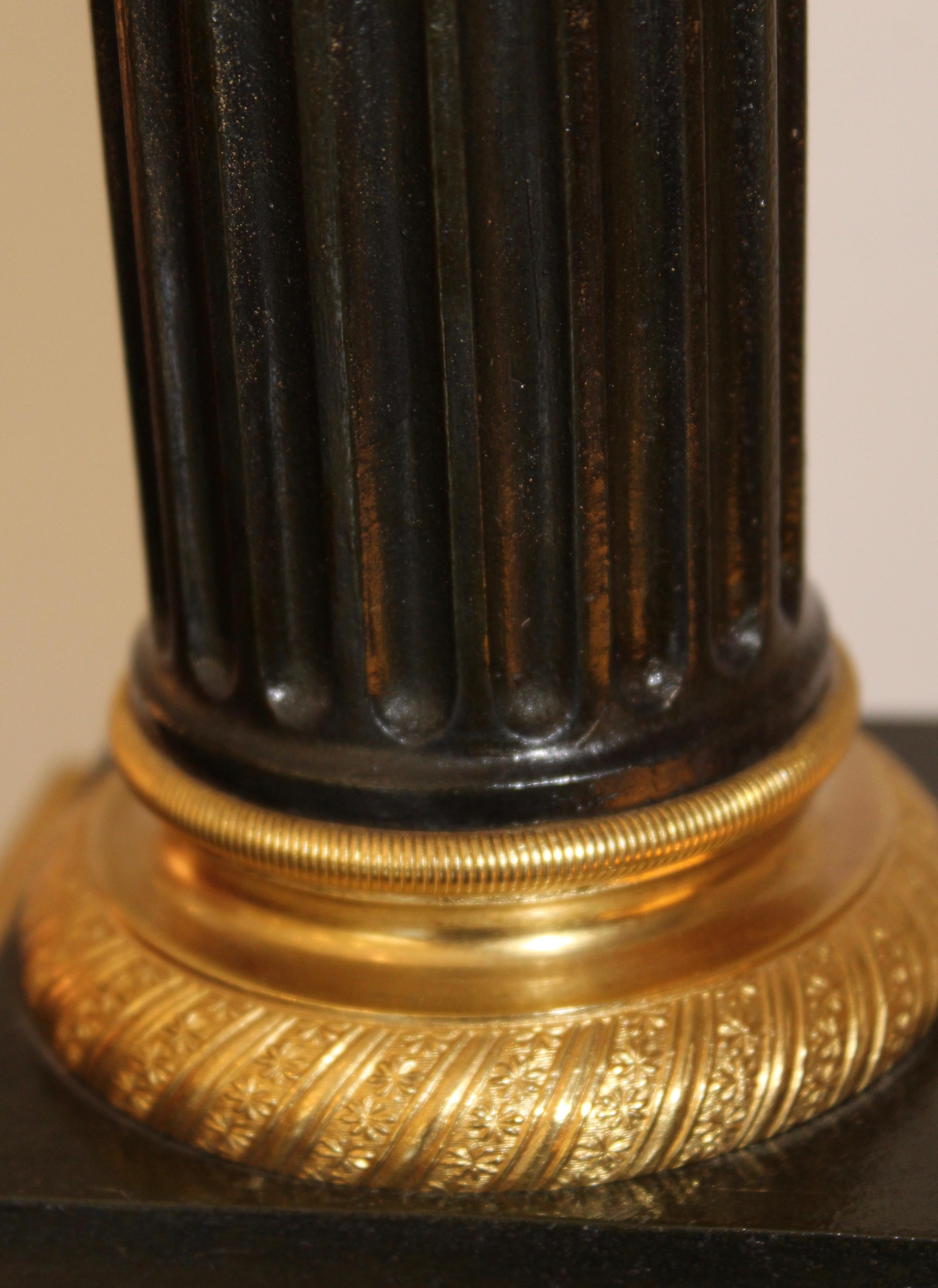 Pair of Charles X Patinated French Bronze Column Lamps, circa 1830 For Sale 6