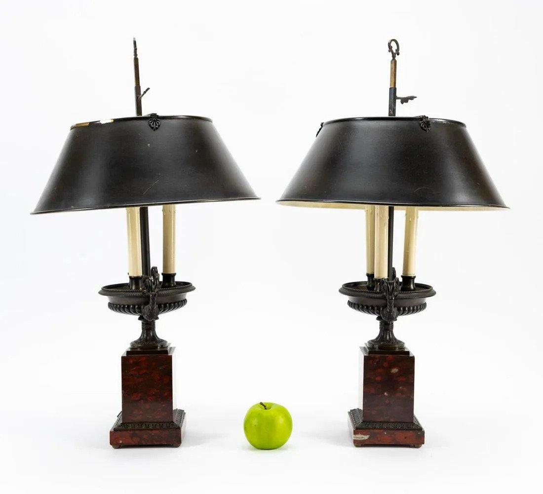 French Pair Charles X Tazze Mounted as Lamps For Sale