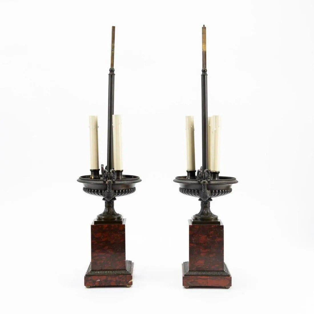 Pair Charles X Tazze Mounted as Lamps In Good Condition For Sale In Atlanta, GA