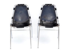 Pair of Dalvera Side Chairs in Chrome & Distressed Leather, 1960