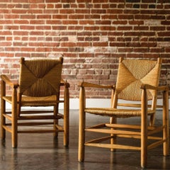 Pair Charlotte Perriand Model No. 21 Lounge Chairs, France 1950