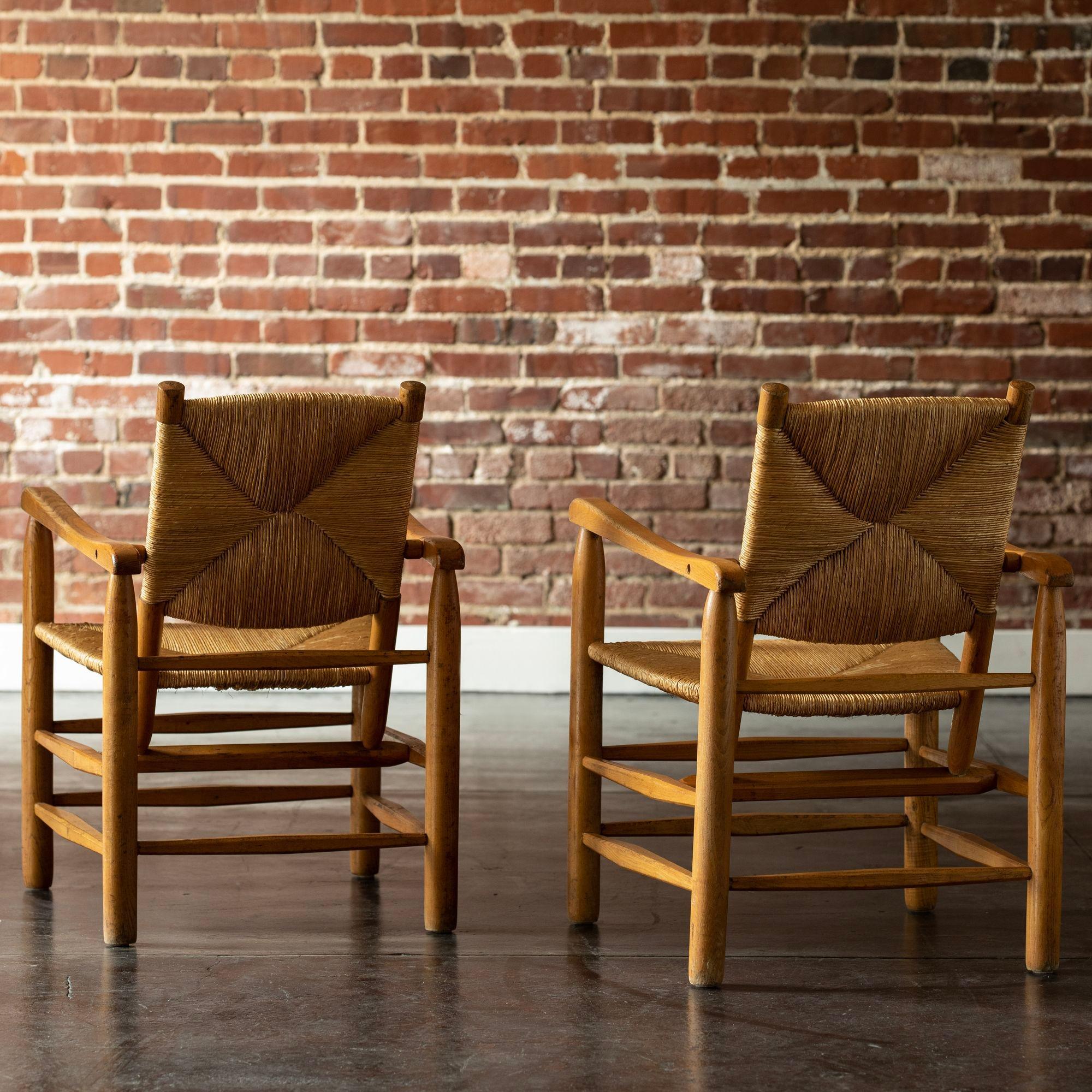 Modern Pair Charlotte Perriand Model No. 21 Lounge Chairs, France 1950