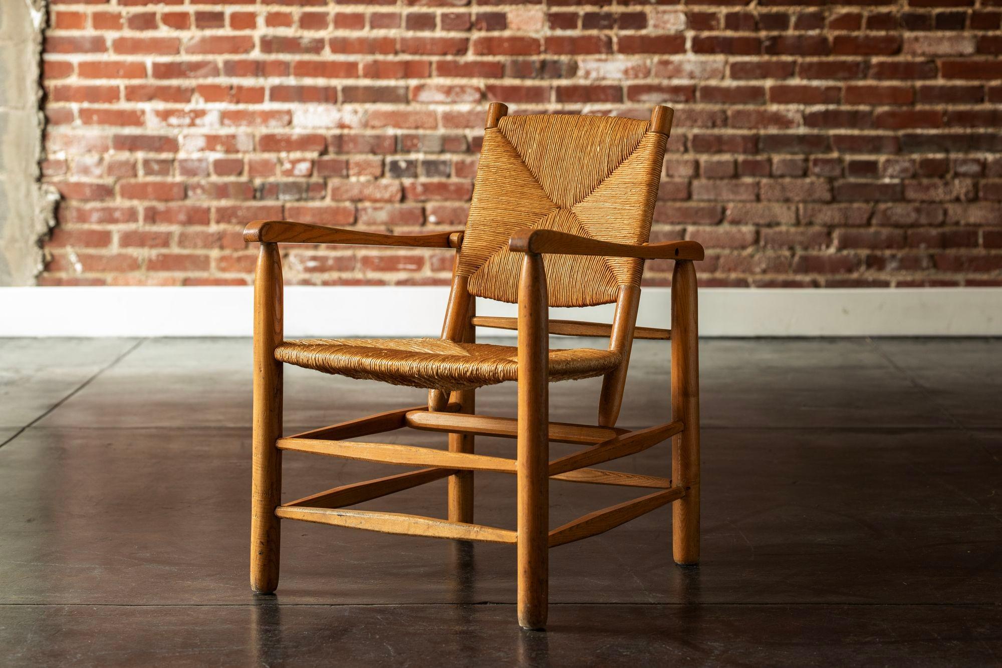 Pair Charlotte Perriand Model No. 21 Lounge Chairs, France 1950 In Excellent Condition In Sylacauga, AL