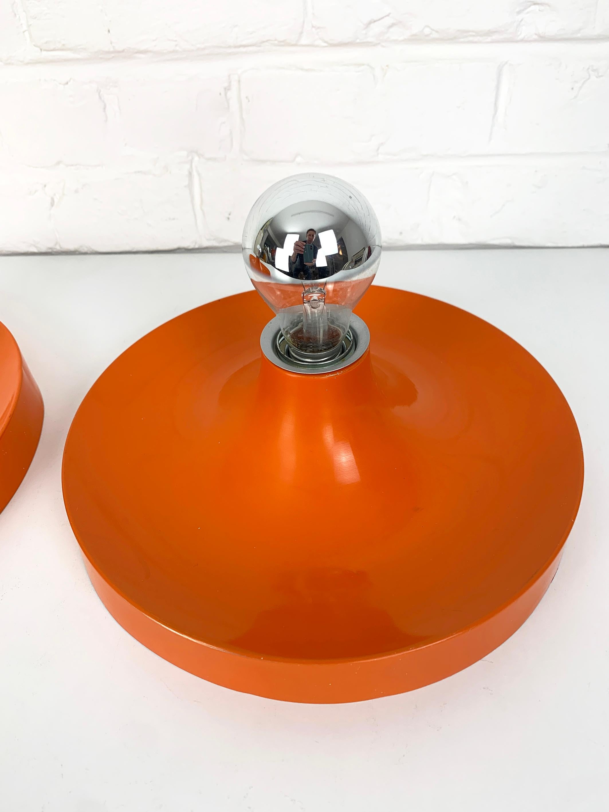 Pair Charlotte Perriand Space Age Flush Sconce Disc Wall Light, Germany, 1960s For Sale 4