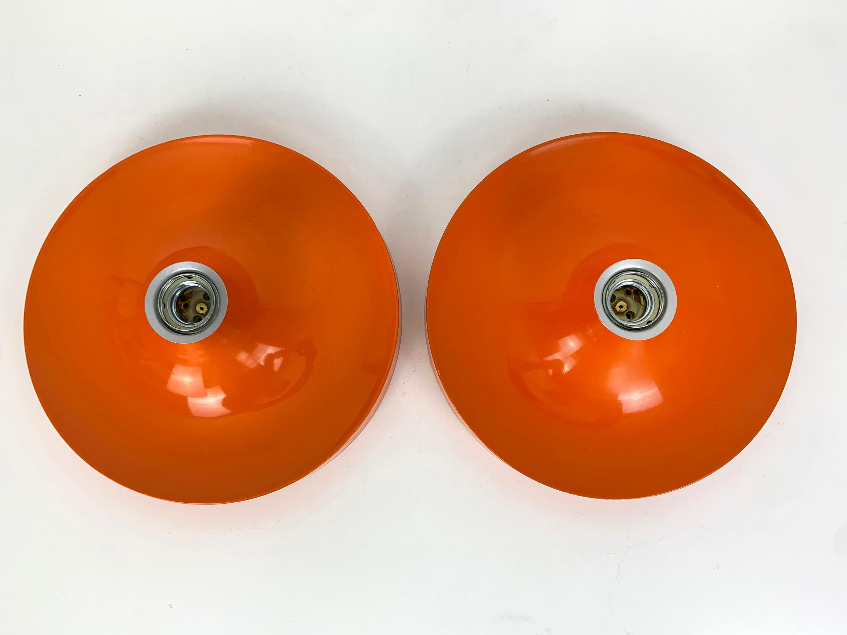 Pair Charlotte Perriand Space Age Flush Sconce Disc Wall Light, Germany, 1960s For Sale 8