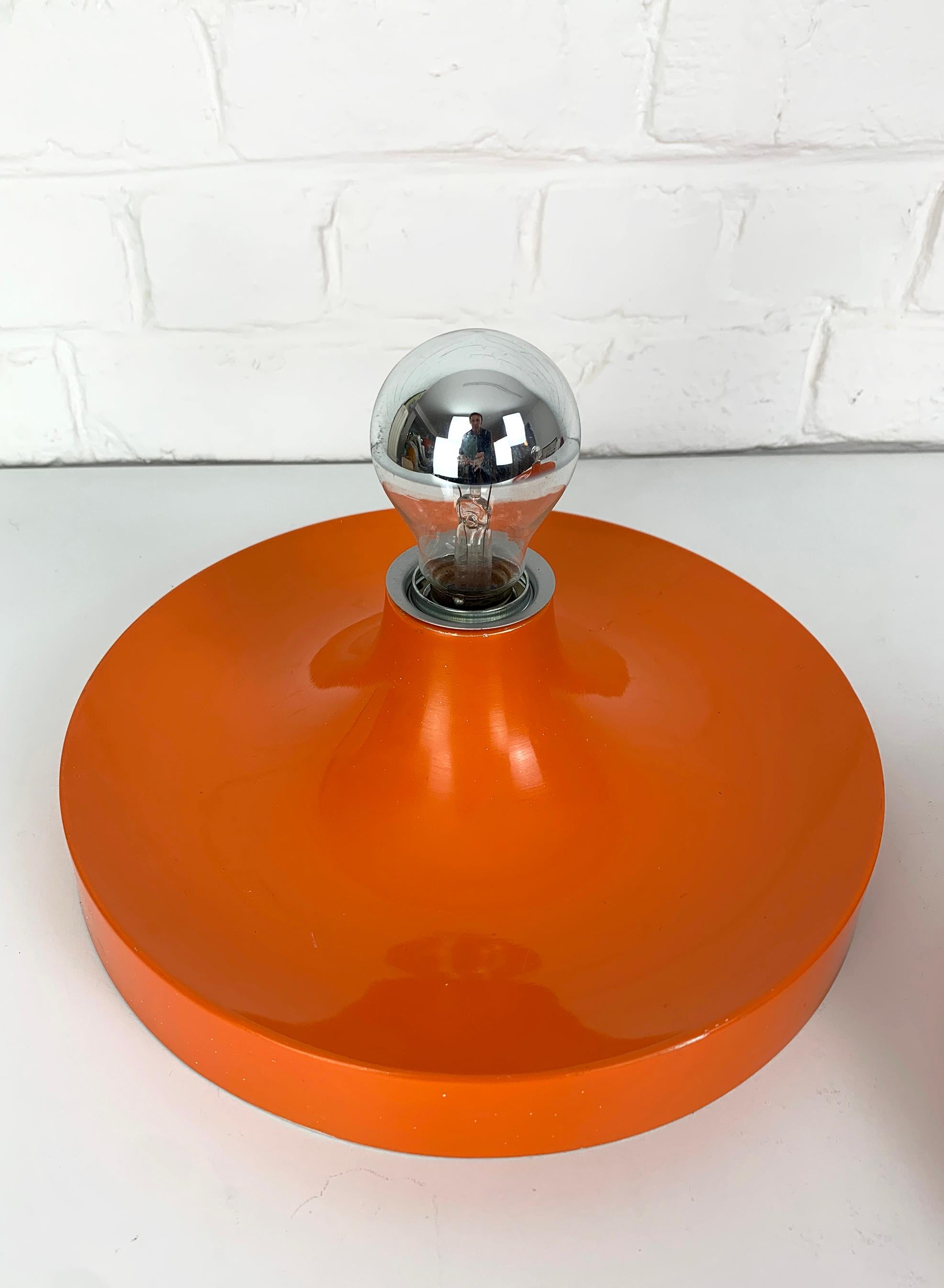Aluminum Pair Charlotte Perriand Space Age Flush Sconce Disc Wall Light, Germany, 1960s For Sale