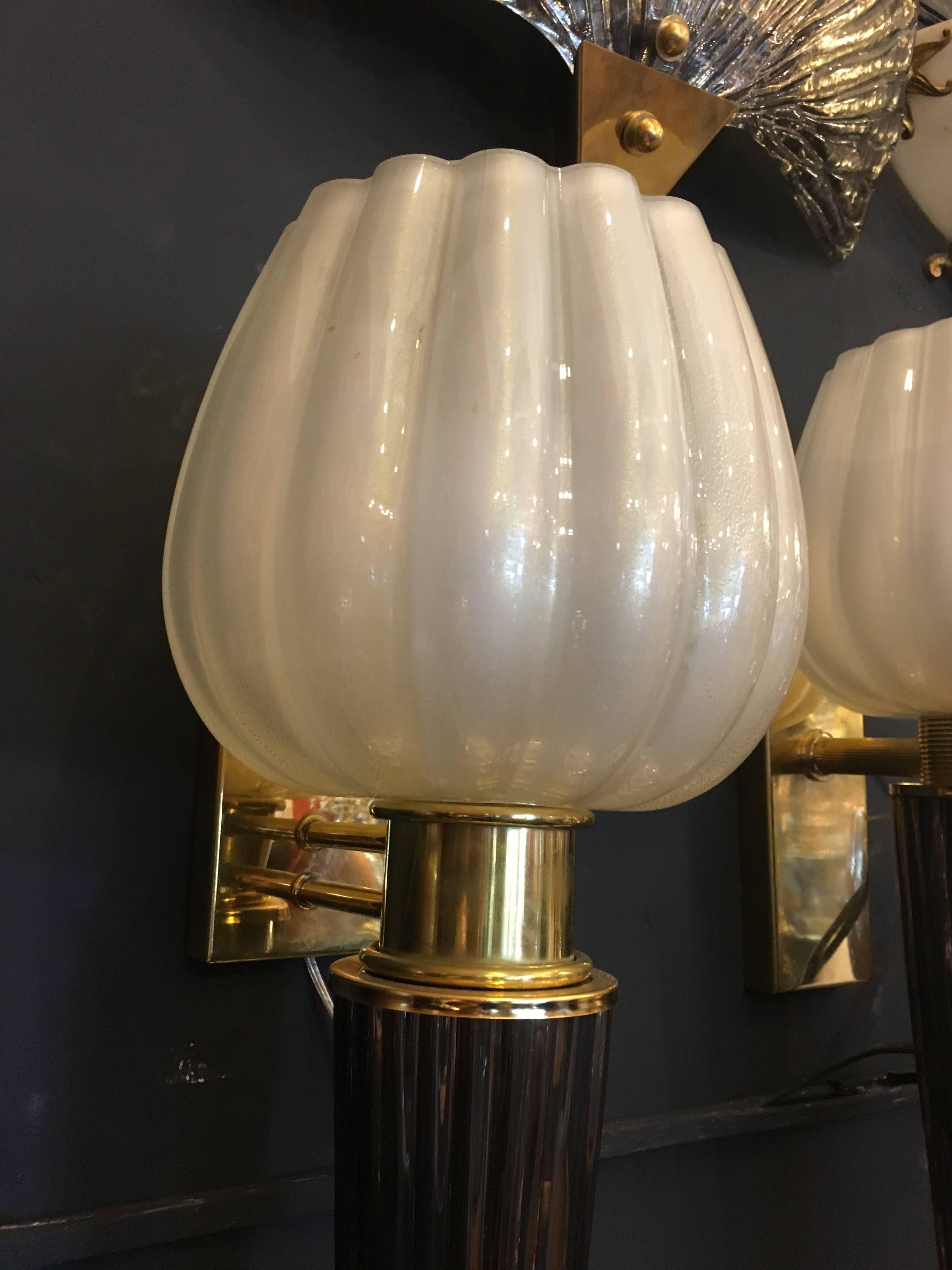 Pair of Charming Sconce by Barovier & Toso, Murano, 1950s 3