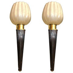 Pair of Charming Sconce by Barovier & Toso, Murano, 1950s