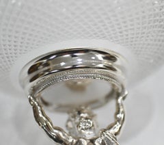 Pair Cherub Comports French Silver Plate Glass Dishes