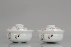 Pair of China 20th-21st Century Figural Calligraphy Bowls Chinese Porcelain PROC