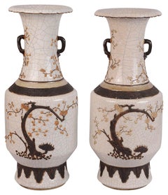 Pair Chinese 19th Century Crackleware Vases / Lamps