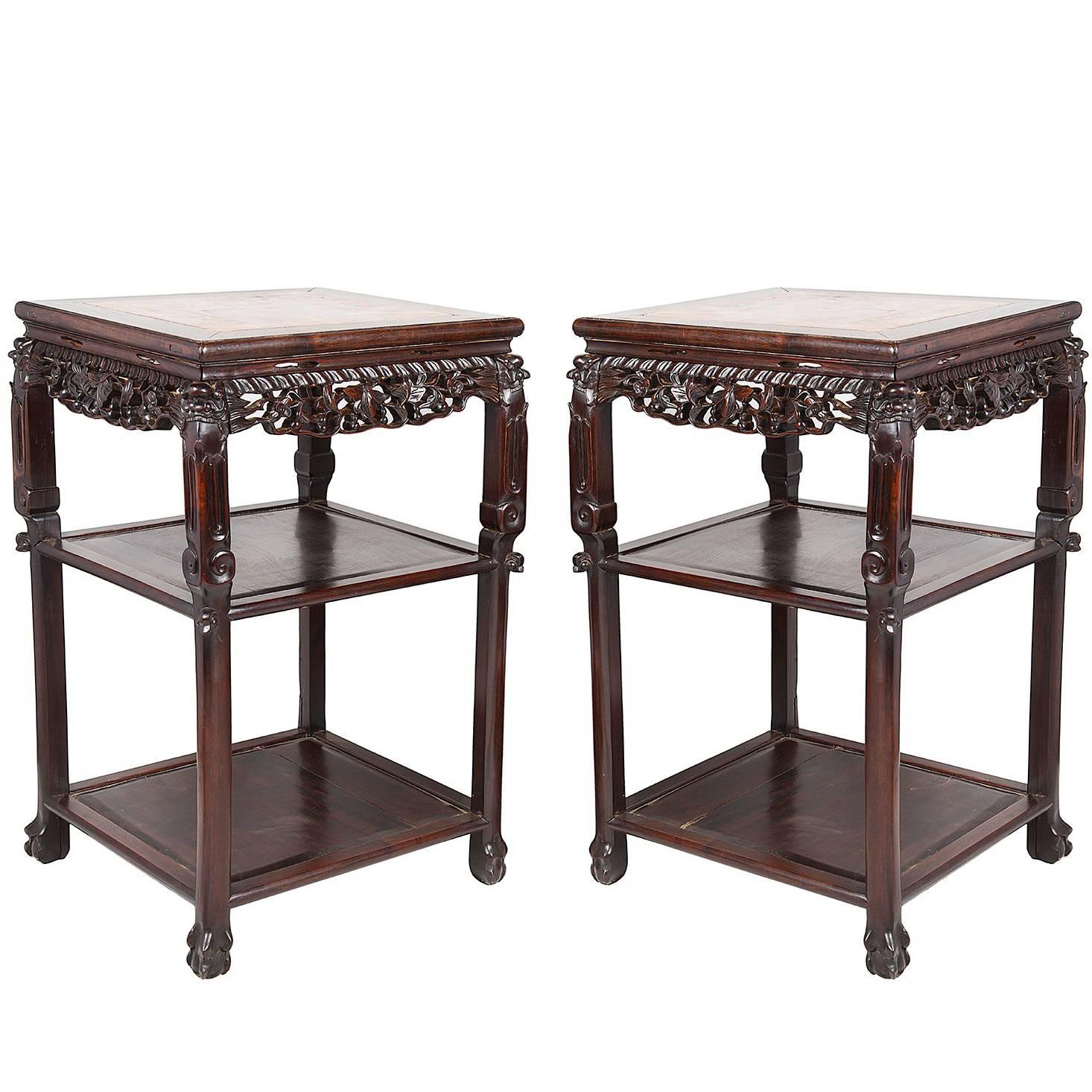 Pair of Chinese 19th Century Hardwood Stands For Sale