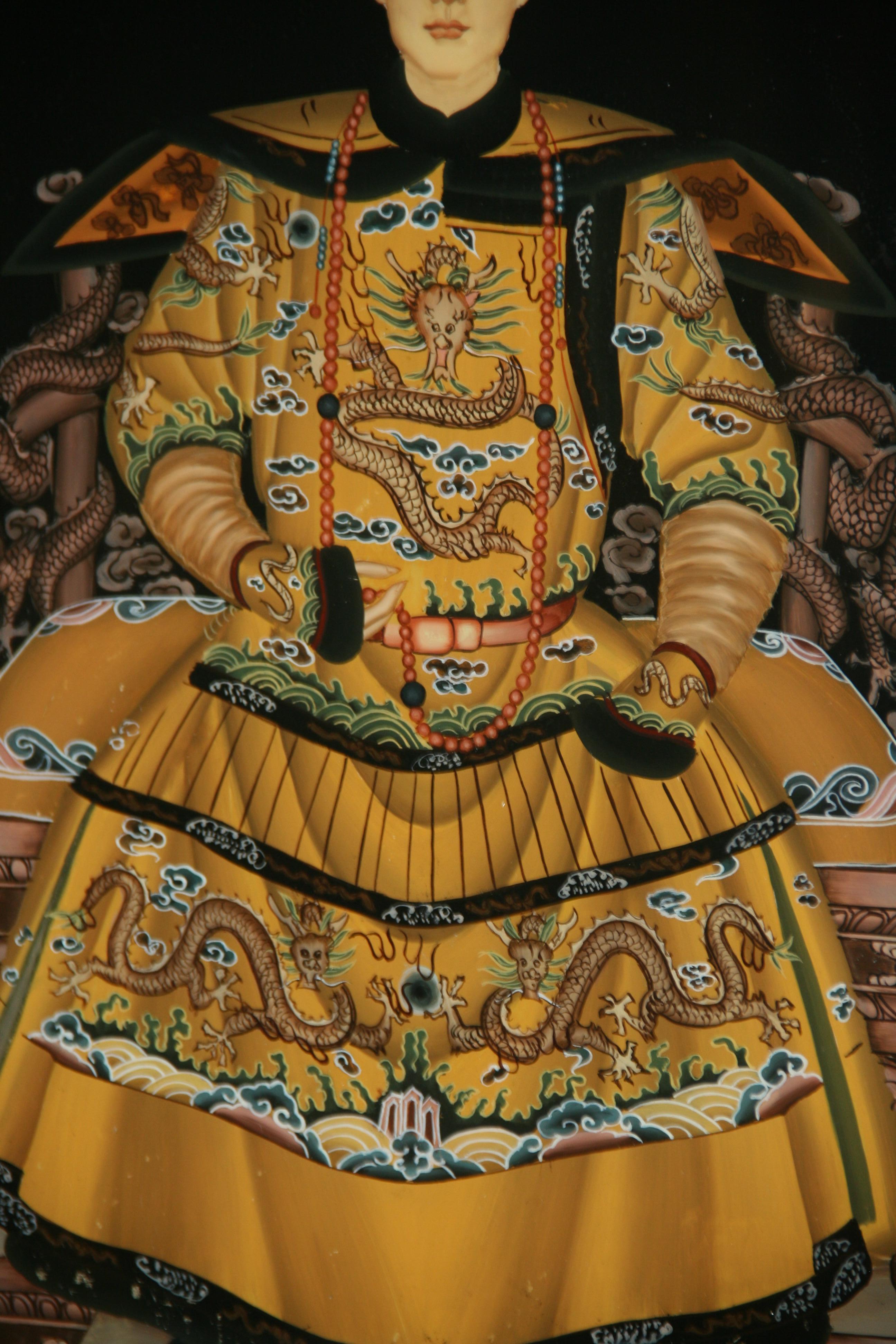 Paar chinesische Ancestor-Reverse-Gemälde auf Glas im Angebot 6