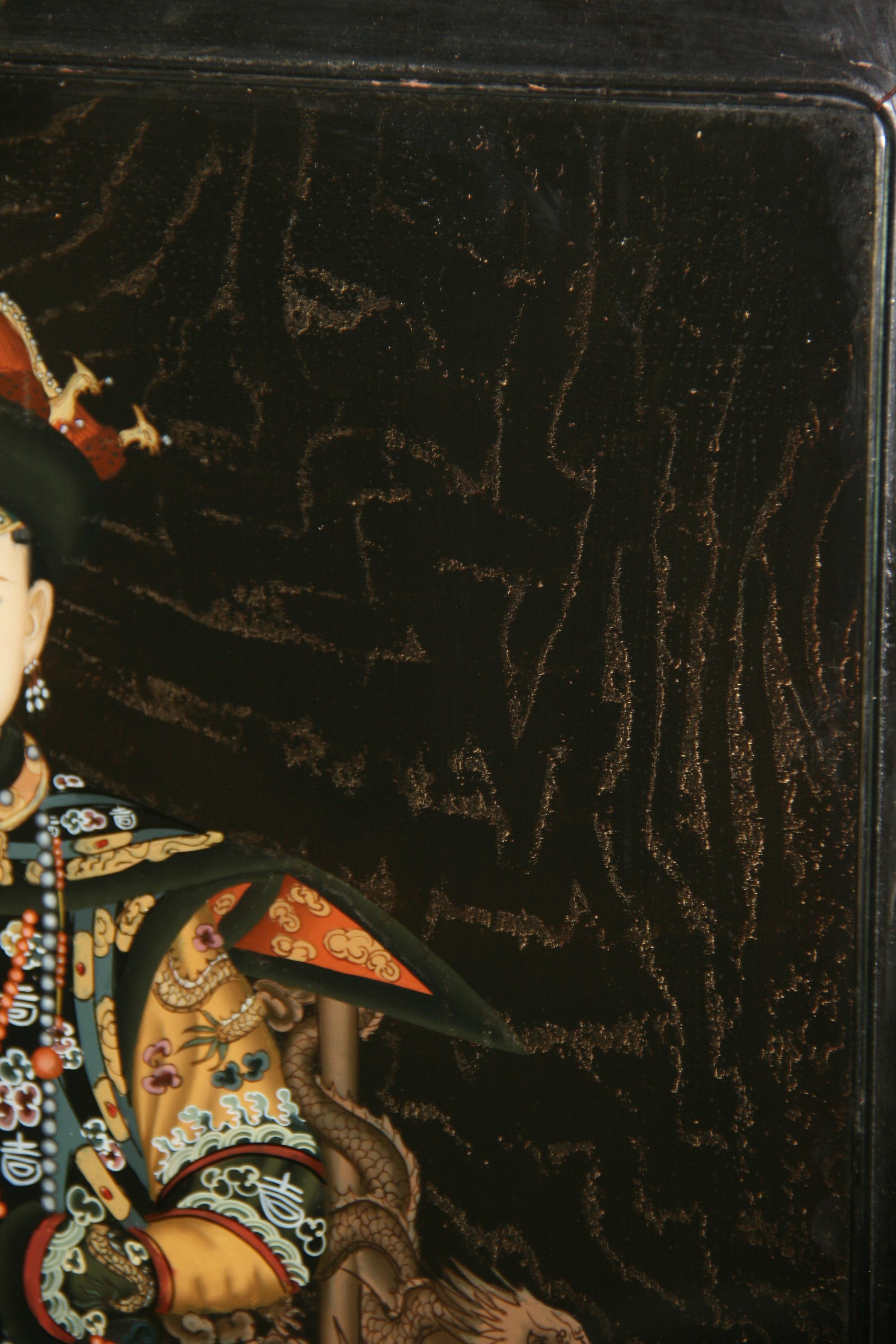 Paar chinesische Ancestor-Reverse-Gemälde auf Glas im Angebot 7