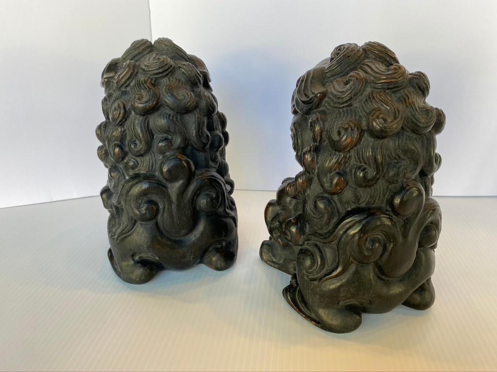 Pair of Chinese Bamboo Root Lions In Good Condition In Sarasota, FL