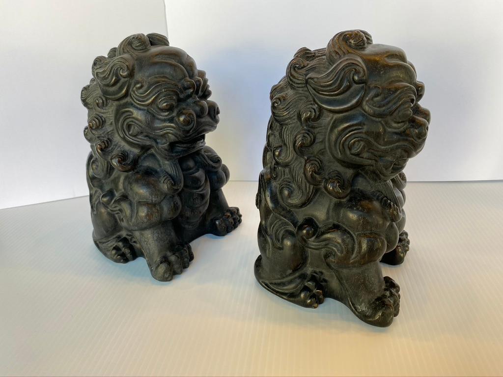 20th Century Pair of Chinese Bamboo Root Lions