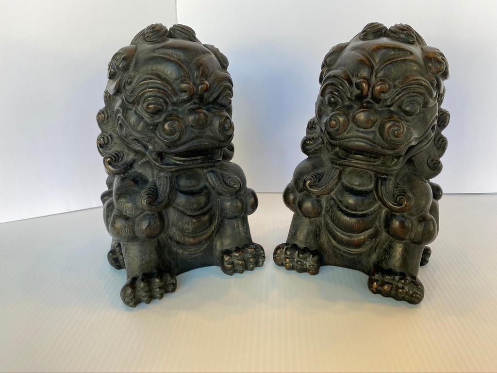 Pair of Chinese Bamboo Root Lions 1