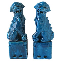 Pair Chinese Blue Foo Lion Dogs, circa Late 19th Century
