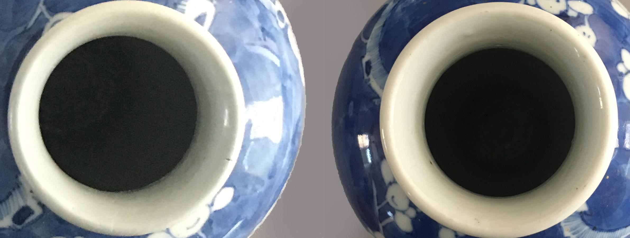 Pair of Chinese Blue and White Prunus Pattern Vases 2