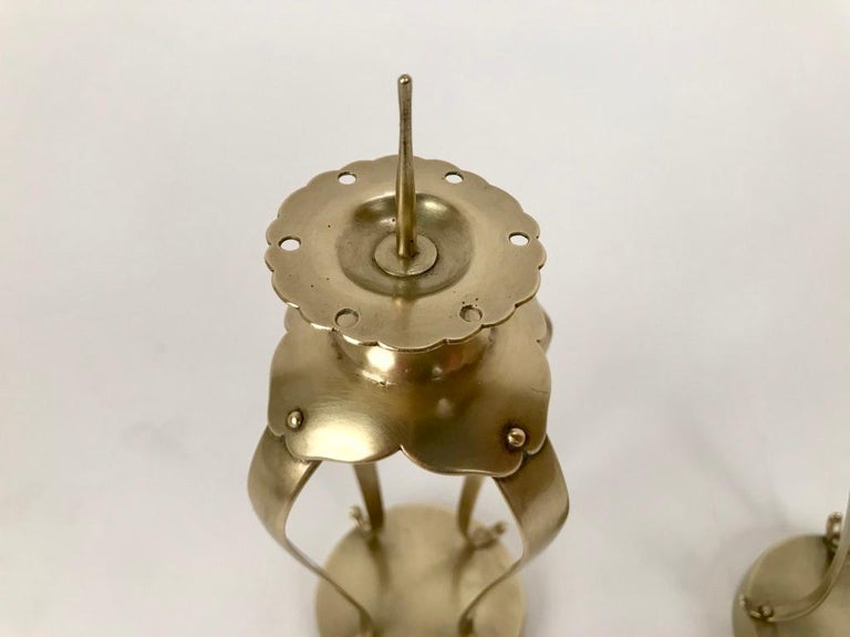 Pair of Japanese Brass Candlesticks For Sale at 1stDibs