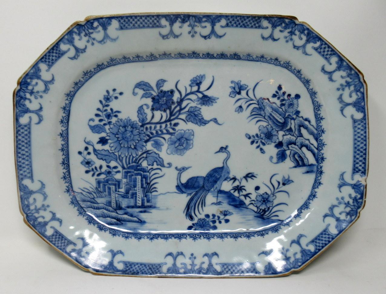 Chinese Canton Porcelain Blue White Plates Chargers Qianlong, 18th Century, Pair 1