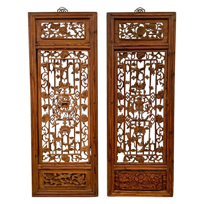 Chinese Wall Panel Pattern Set of Four Chinese Wall Panels at 1stdibs
