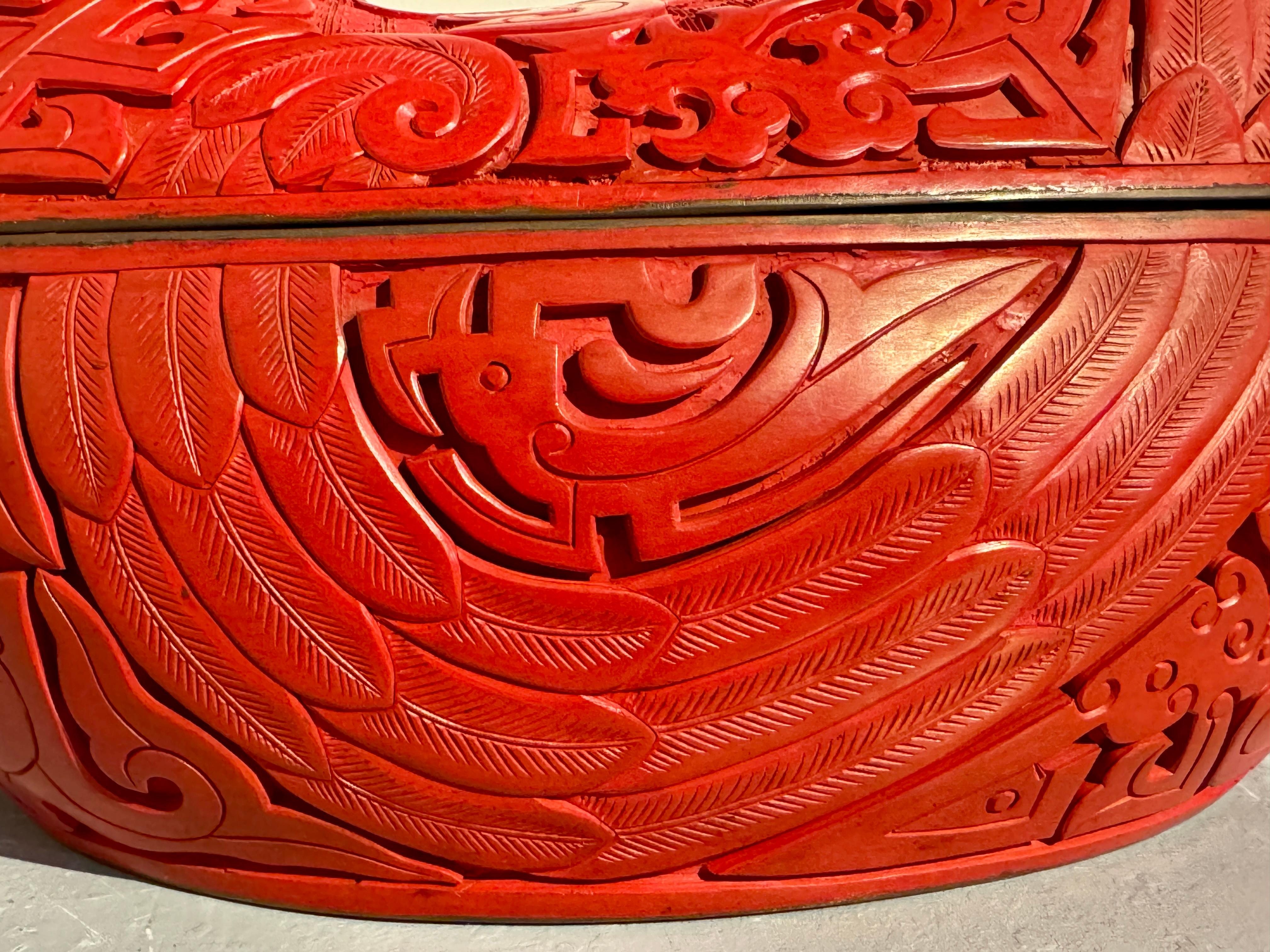 Pair Chinese Carved Red Lacquer Duck Form Boxes, Mid 20th Century, China 10