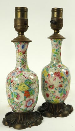 Pair of Chinese Ceramic Boudoir Lamps