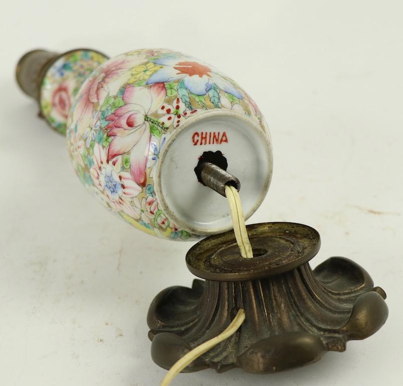 Exportation chinoise Paire de lampes de boudoir en céramique chinoise en vente