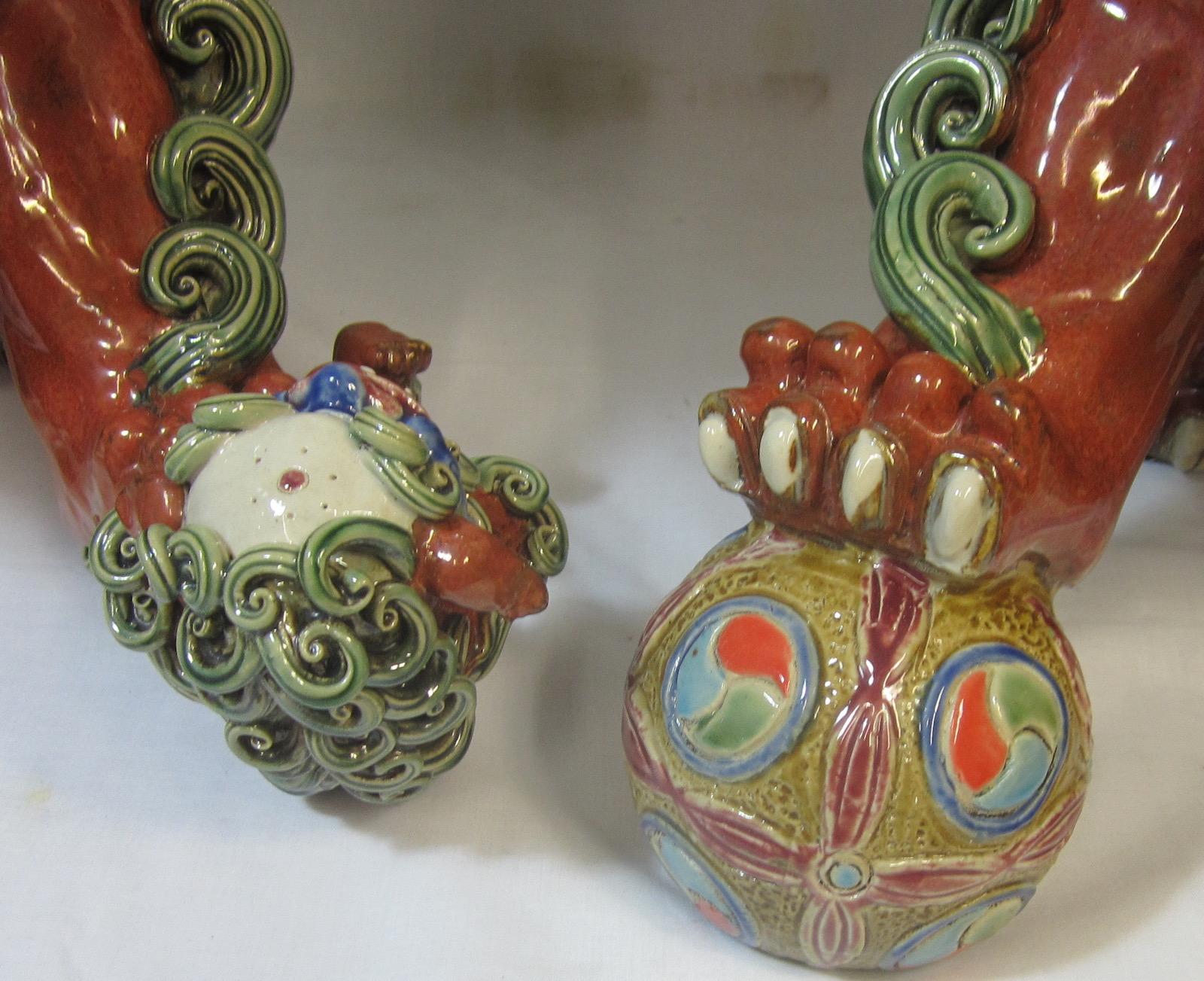 Chinoiserie Pair Chinese Ceramic Foo Dogs