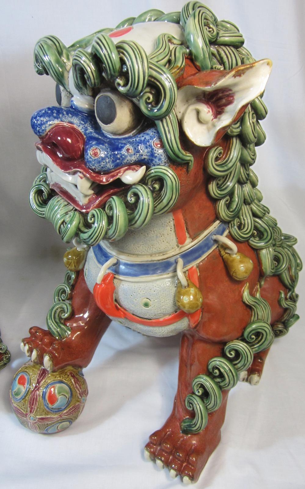 Pair Chinese Ceramic Foo Dogs In Excellent Condition In Paradise Point, Queensland