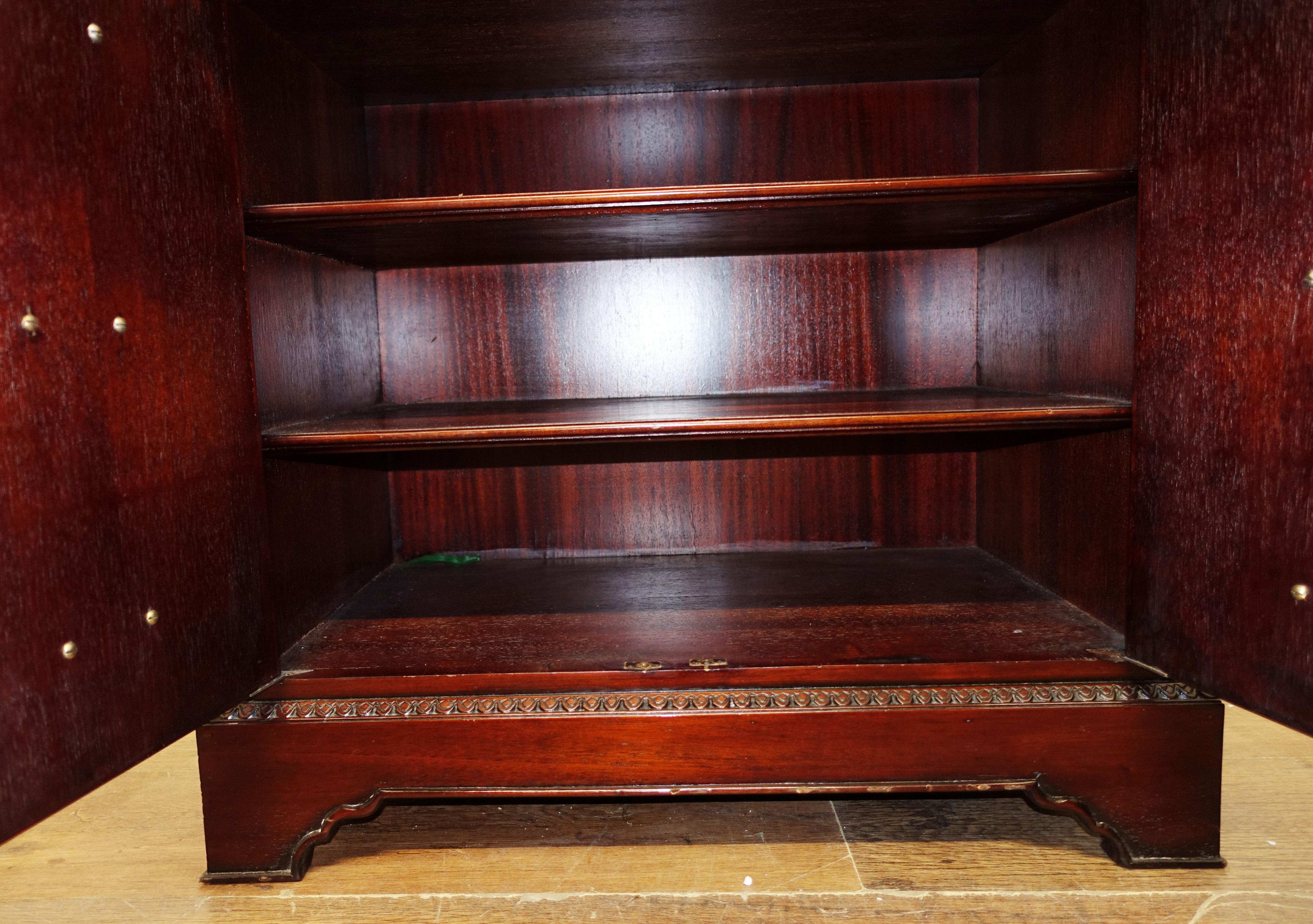 Pair Chinese Chippendale Bookcases Cabinets Mahogany Pagoda 1890 2