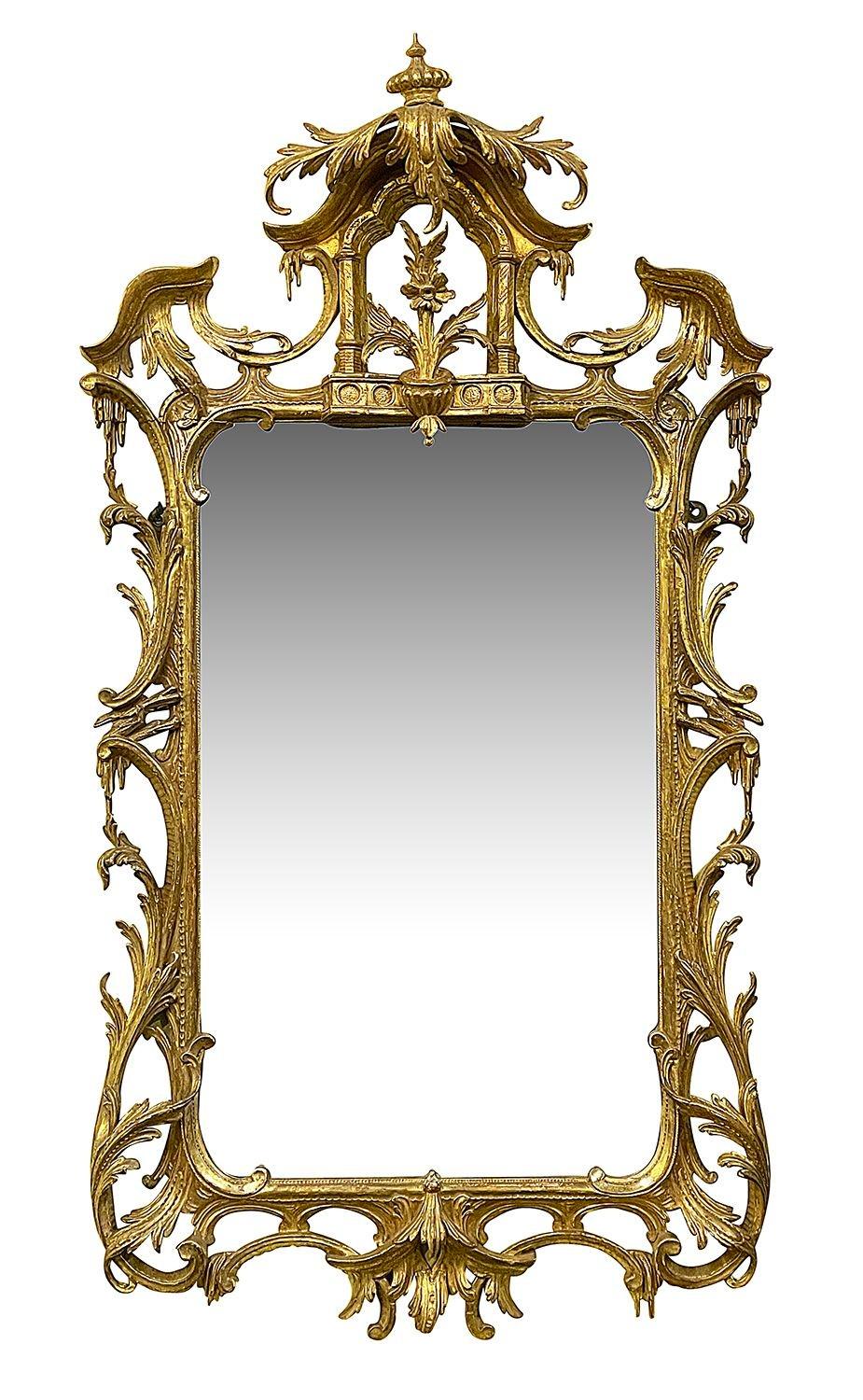 Chippendale chinois Paire de miroirs muraux chinois de style Chippendale, 19e siècle en vente