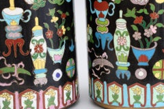 Pair of Chinese Cloisonné Cylindrical Precious Object Vases
