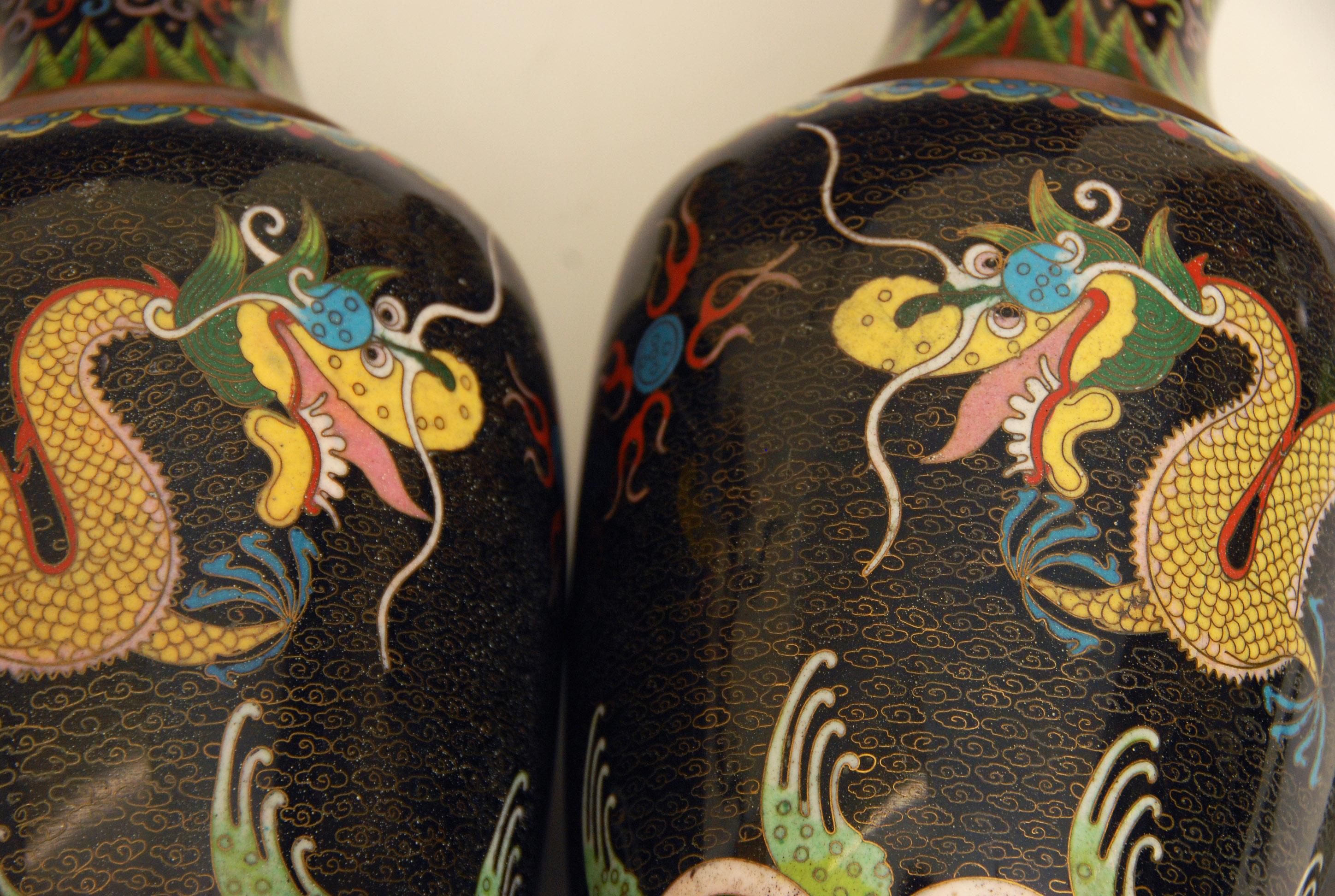 cloisonne dragon vase